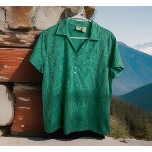 Caribbean Joe XL Polo Old Stock Floral Woman's 60%‎ Algodon Cotton  Cottagecore